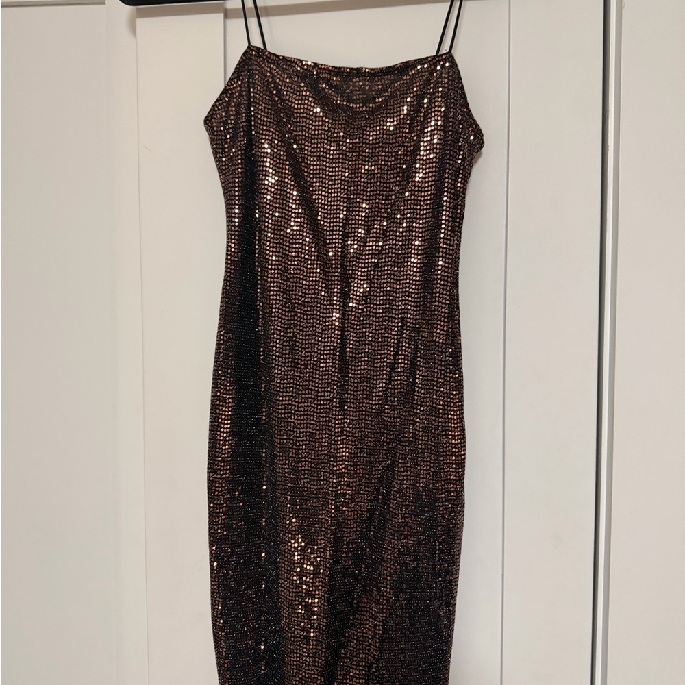 New Look Bronze Sequin Slip Dress